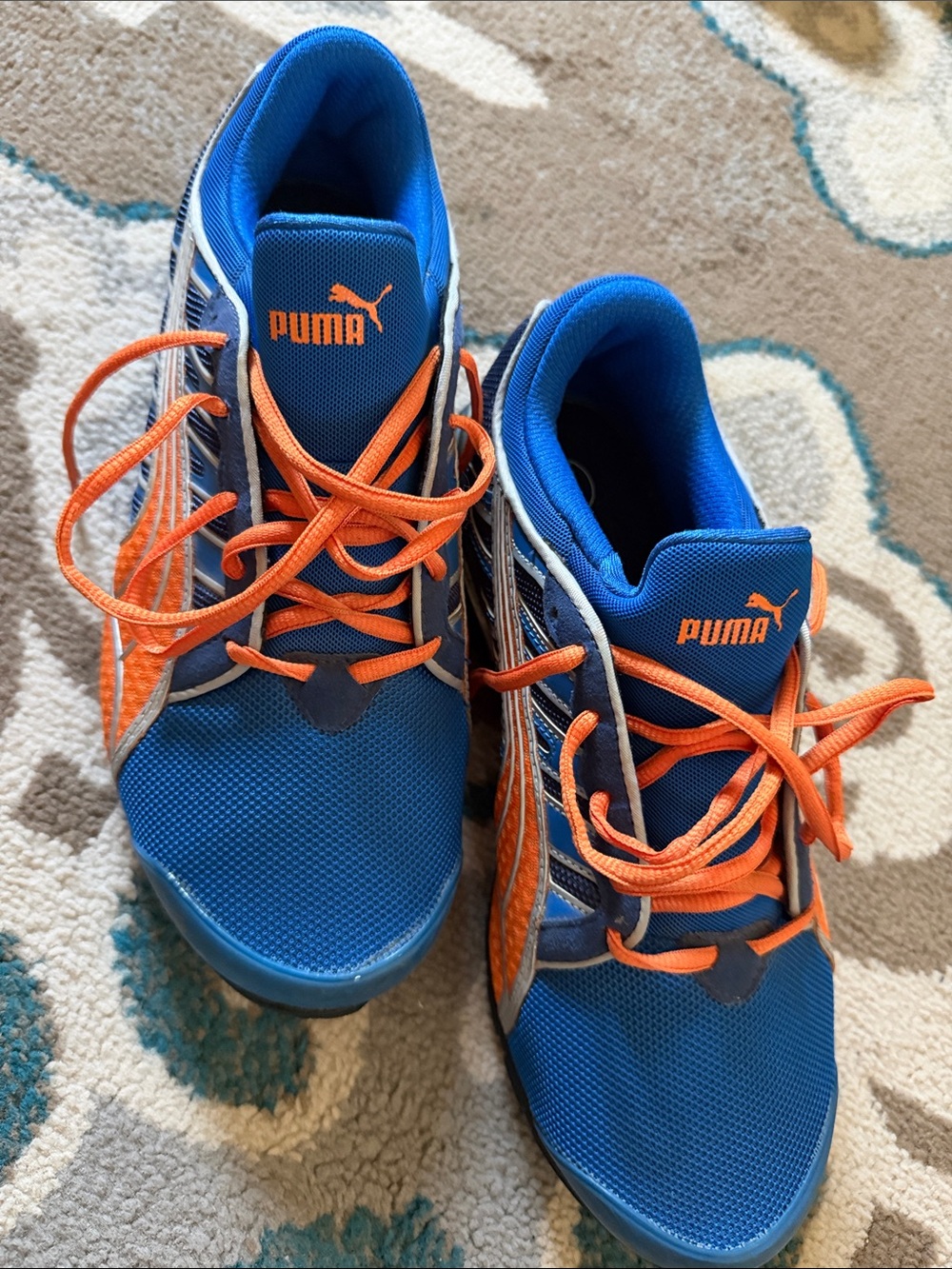 Like New! Men’s Puma  Royal Blue Sneakers with Orange Accents